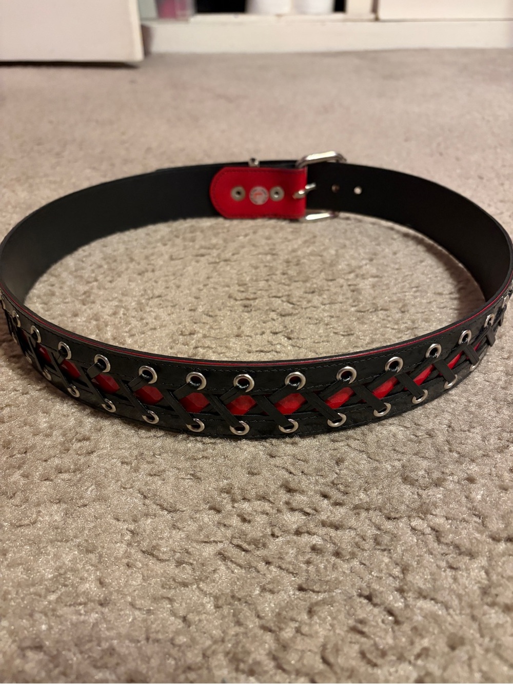 Funk Plus Corset Lace up belt patent red black
